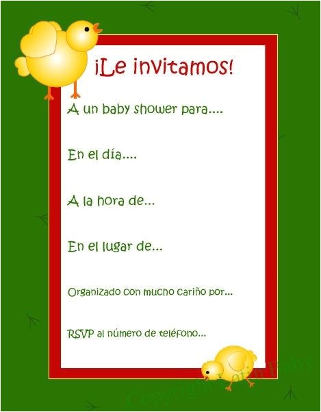 Spanish Baby Shower Invitation Wording Pollito Spanish Baby Shower Invitation Printable