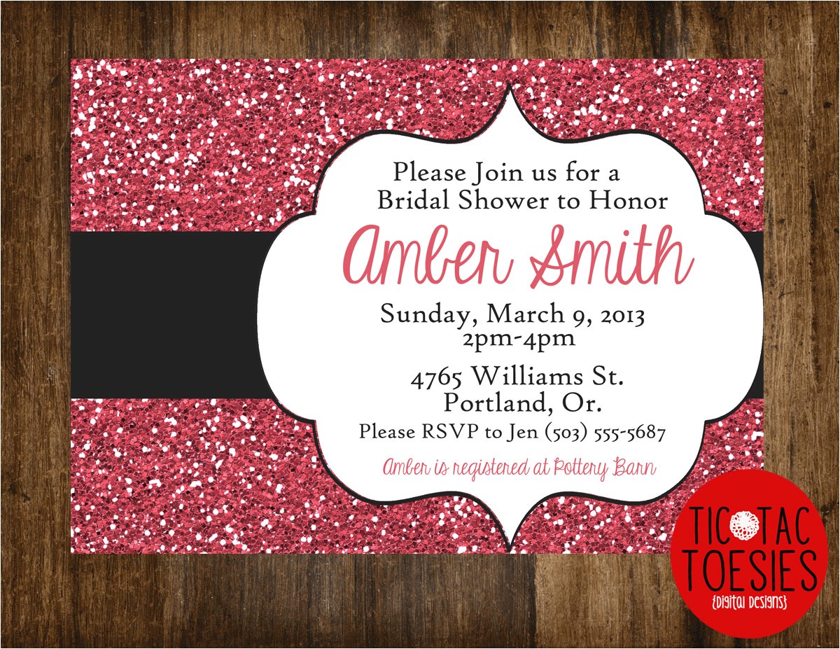 Sparkly Bridal Shower Invitations Glitter Invitation Bridal Shower Invitation Wedding Shower