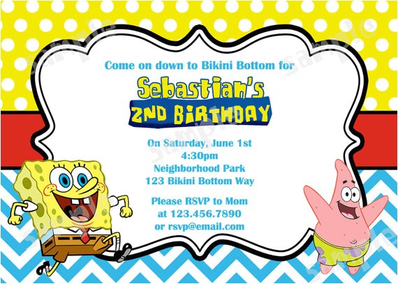 Spongebob Birthday Invitation Ideas Spongebob Chevron Birthday Invitation Diy by Modpoddesigns