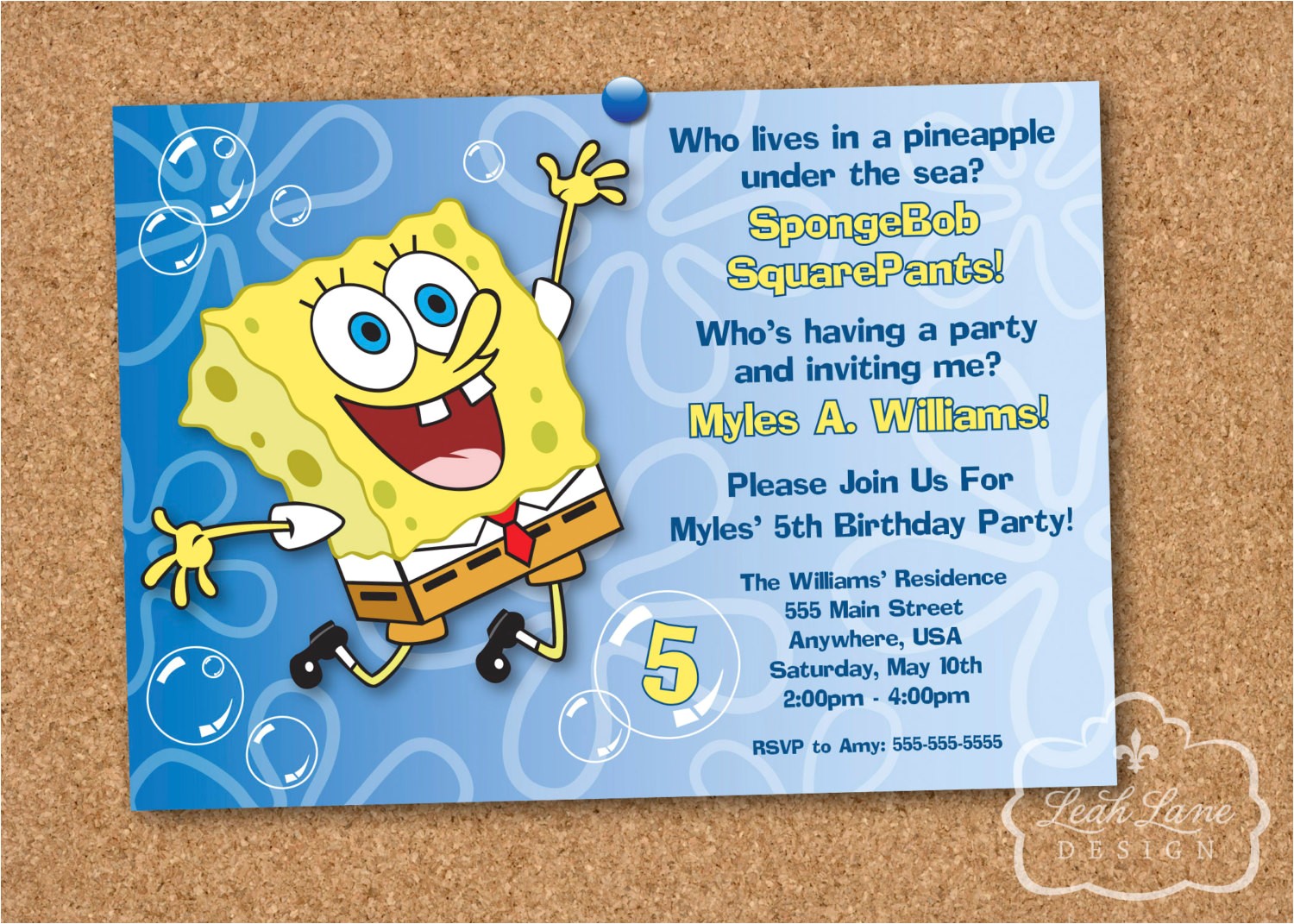 Spongebob Birthday Invitation Ideas Spongebob Squarepants Birthday Party Printable Invitation
