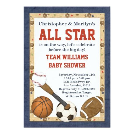 Sports themed Baby Shower Invitations for Boy Sports Baby Shower Invitations