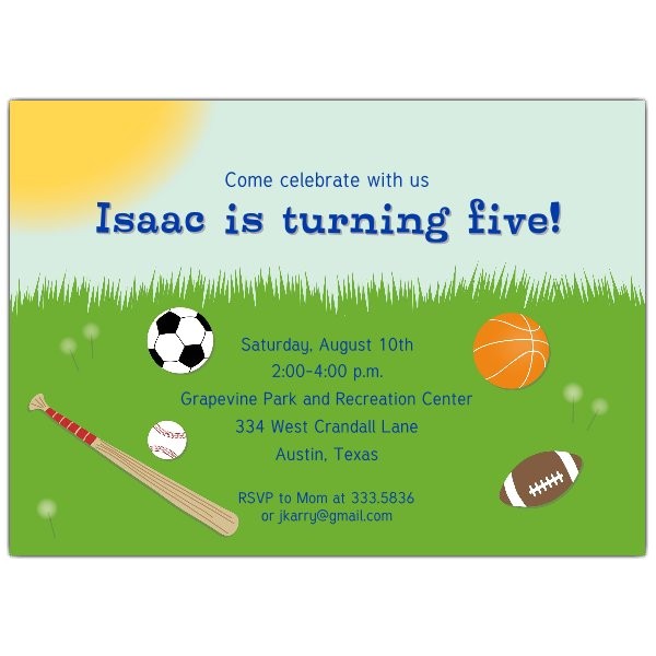Sports themed Birthday Invitation Wording All Sports Kids Birthday Party Invitations
