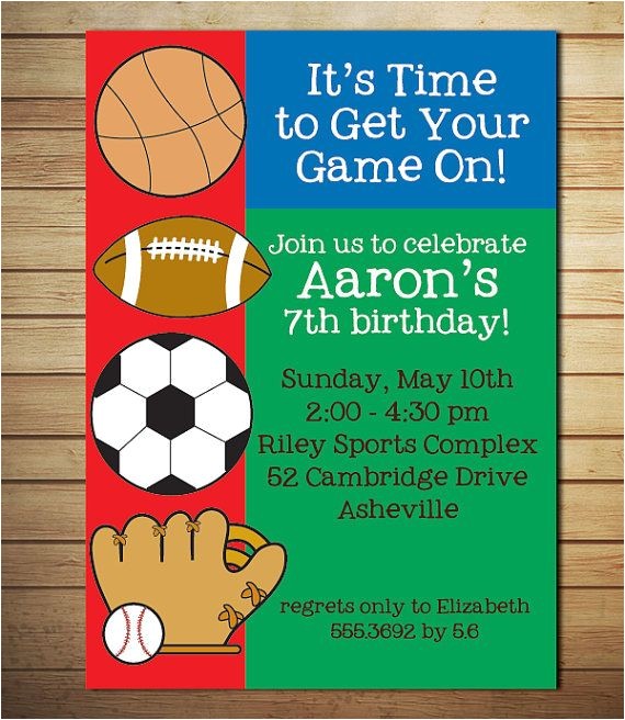 Sports themed Birthday Invitation Wording Sports Birthday Invitation Birthday Party by