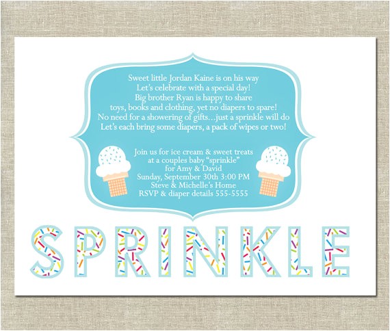 Sprinkle Baby Shower Invitation Wording Baby Sprinkle Invitation Printable Ice Cream by