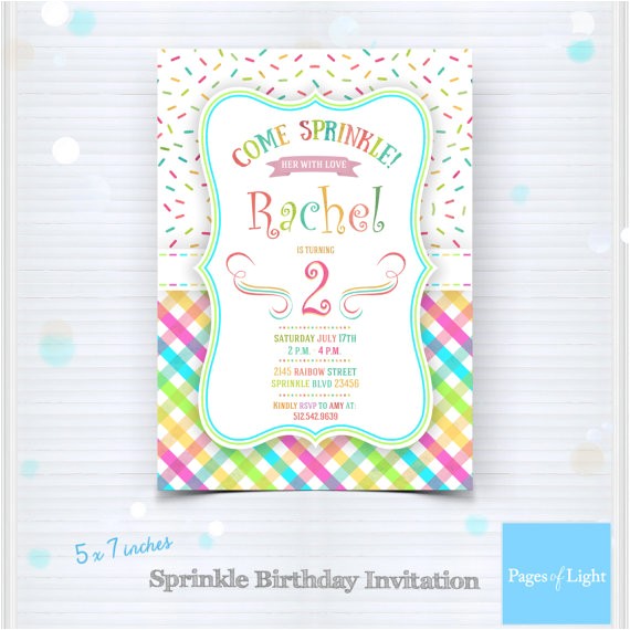 Sprinkle Birthday Invitations Printable Sprinkle Birthday Invitation Party by Pages Light