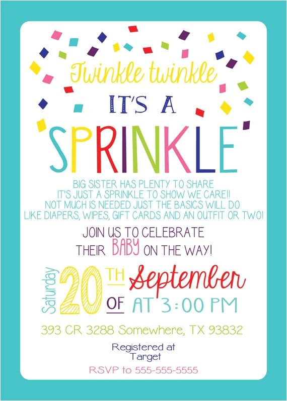 Sprinkle Birthday Party Invitations Girl Version Any Color Baby Sprinkle Invitation Couples