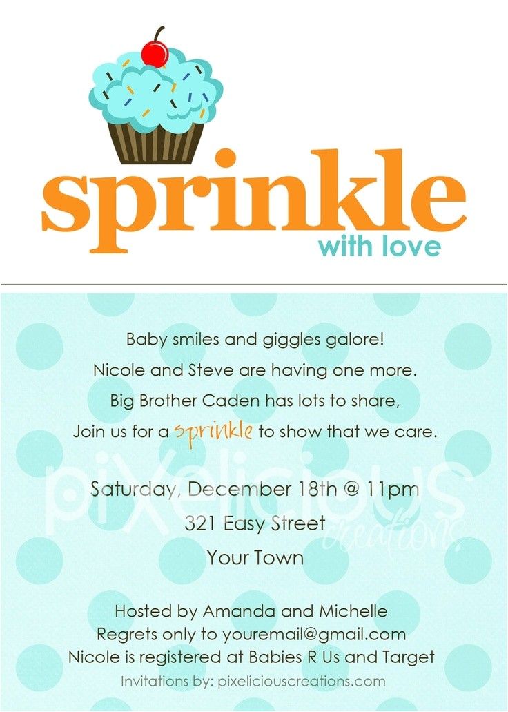 Sprinkle Birthday Party Invitations Sprinkle Custom Baby Shower Invitation Girl or Boy