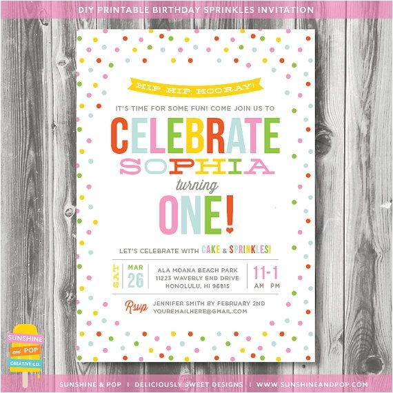 Sprinkles Birthday Party Invitations Printable Sprinkles Birthday Invitation Sprinkle with