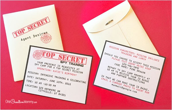 Spy Birthday Party Invitation Template Free Printable Spy Party Invitations Onecreativemommy Com