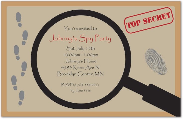 Spy Birthday Party Invitation Template Free Spy Party Invitation Templates