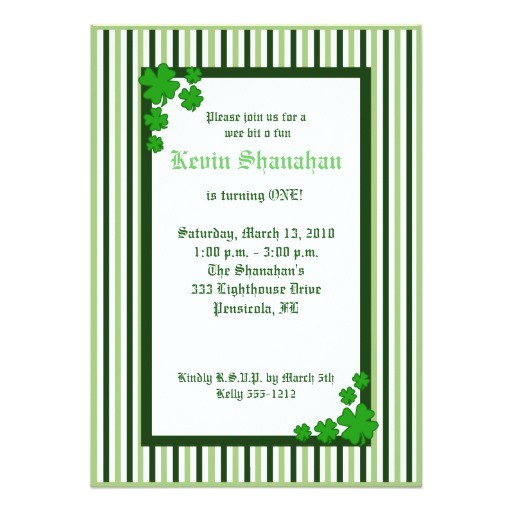 St Patty S Day Birthday Invitations St Patrick S Day Shamrock Birthday Invitation 5×7