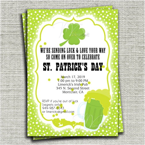 St Patty S Day Birthday Invitations St Patricks Day Birthday Invitation St Patricks Day Party
