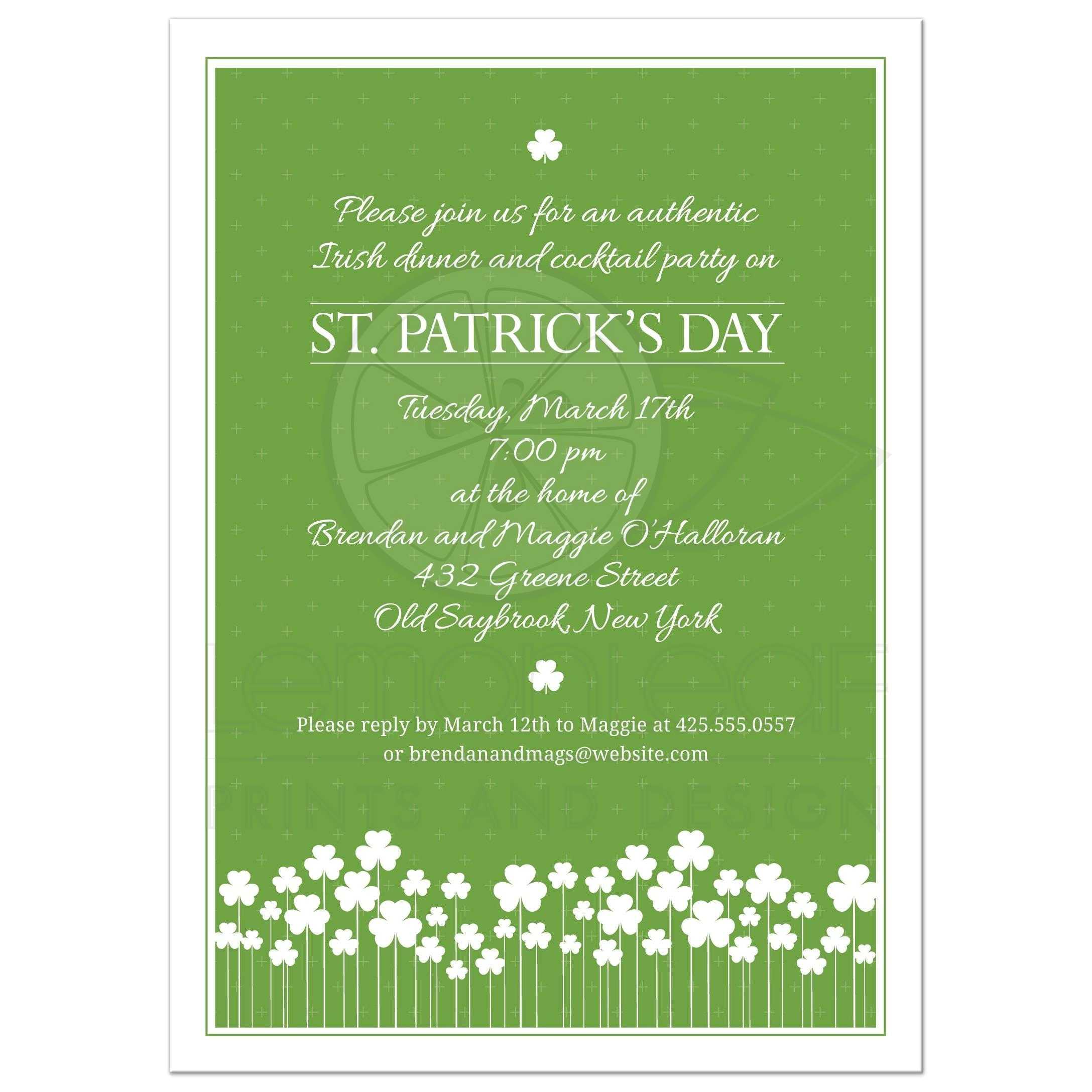 St Patty S Day Birthday Invitations St Patricks Day Party Invitation Shamrock Garden