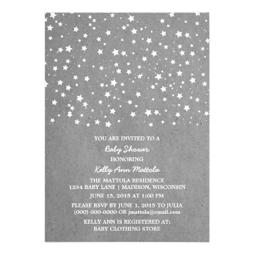 Starry Night Baby Shower Invitations Gray Starry Night Baby Shower Invite