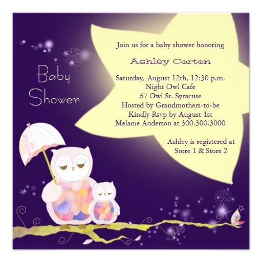 Starry Night Baby Shower Invitations Starry Night Mom & Baby Owls Baby Shower Invites 5 25