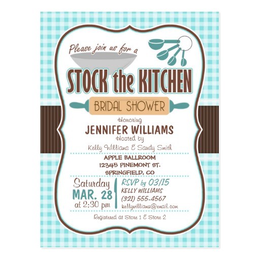 Stock the Kitchen Bridal Shower Invitations Gingham Stock the Kitchen Bridal Shower Invitation