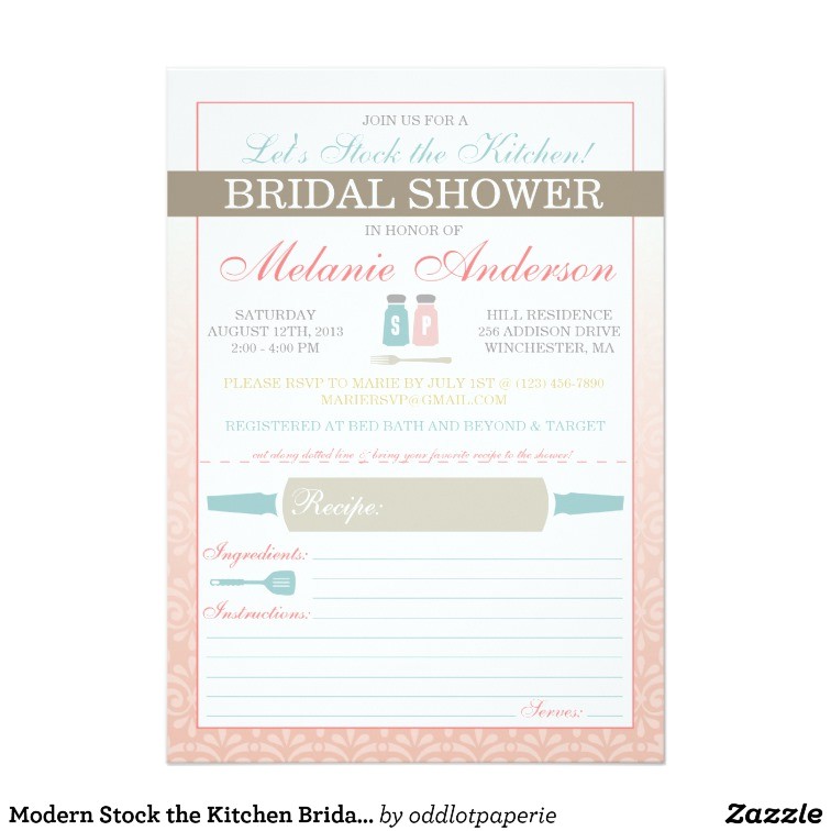 Stock the Kitchen Bridal Shower Invitations Modern Stock the Kitchen Bridal Shower Invites