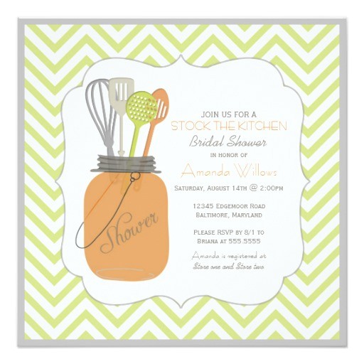 Stock the Kitchen Bridal Shower Invitations Stock the Kitchen Bridal Shower Lime Chevron Invitation