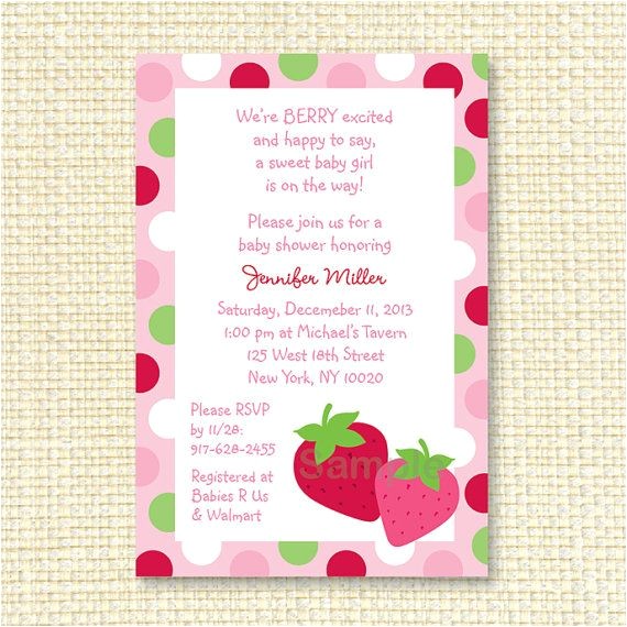 Strawberry Shortcake Baby Shower Invitations 66 Best Strawberry Baby Shower Images On Pinterest