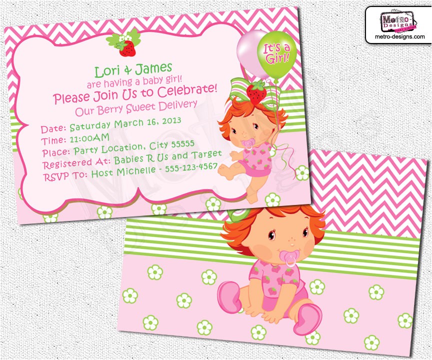 Strawberry Shortcake Baby Shower Invitations Baby Shower Strawberry Shortcake Invitations