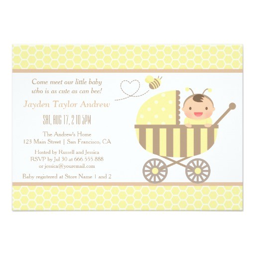 Stroller Baby Shower Invitations Cute Bumble Bee Stroller Baby Shower Invitations