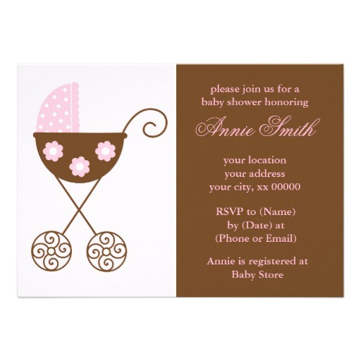 Stroller Baby Shower Invitations Pink Stroller Girls Baby Shower Invitation 5" X 7