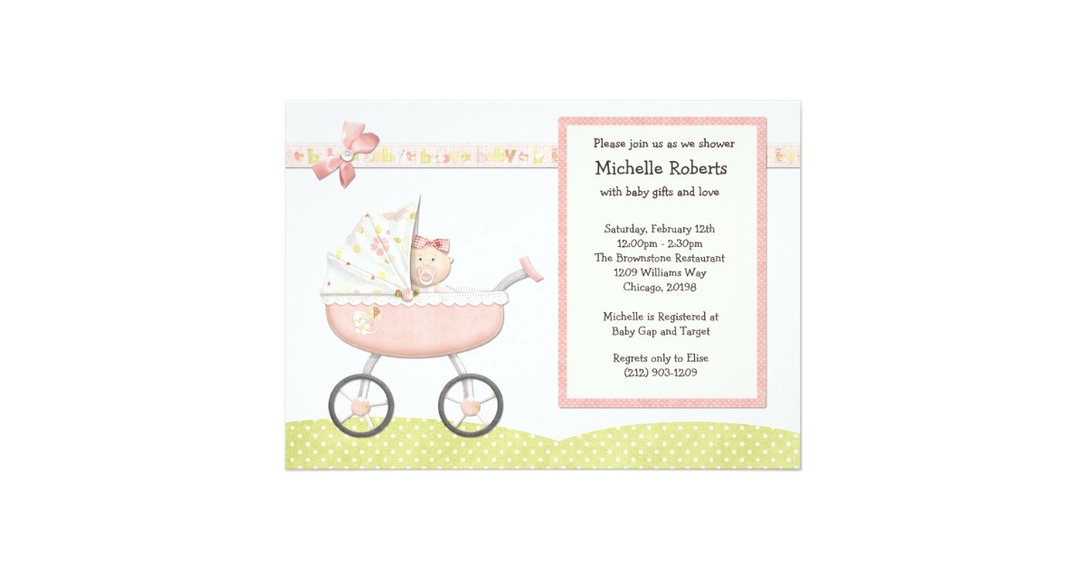 Stroller Baby Shower Invitations Stroller Baby Shower Invitation