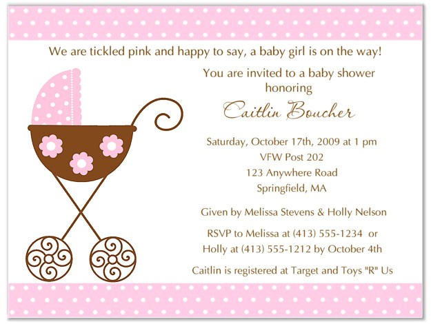 Stroller Baby Shower Invitations Stroller Fun Girl Pink Polka Dots Baby Shower Invitations
