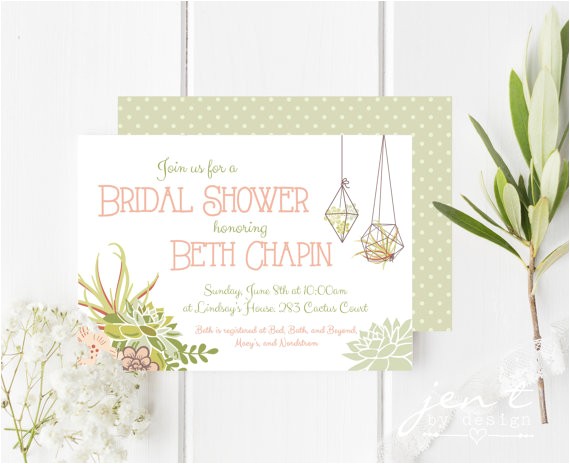 Succulent themed Bridal Shower Invitations Succulent Bridal Shower Invitations by Jen T by Design