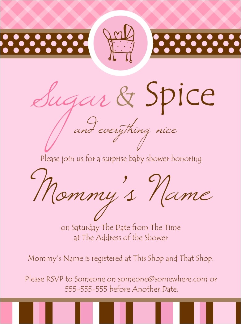 Sugar and Spice Baby Shower Invites Sugar and Spice Baby Shower Invitations Template