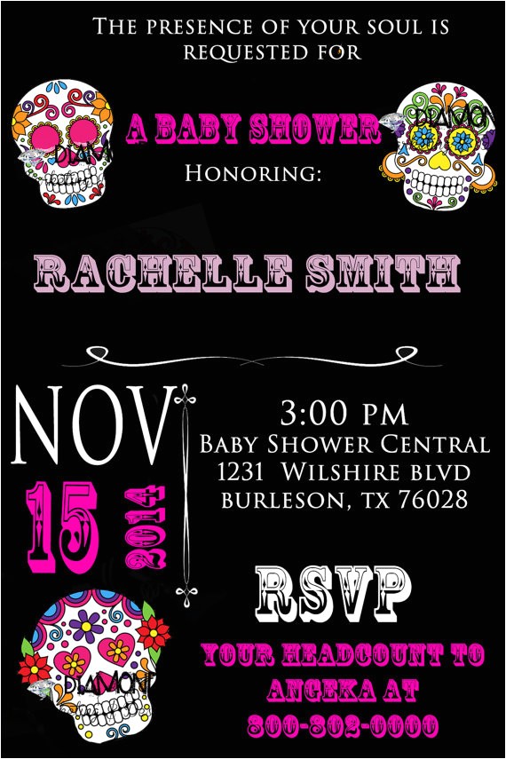 Sugar Skull Baby Shower Invitations Items Similar to Sugar Skull Baby Shower Invitation On Etsy