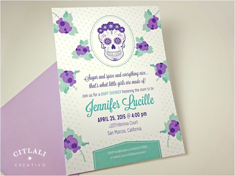 Sugar Skull Baby Shower Invitations Sugar & Spice Cupcake Baby Shower Invitation Citlali