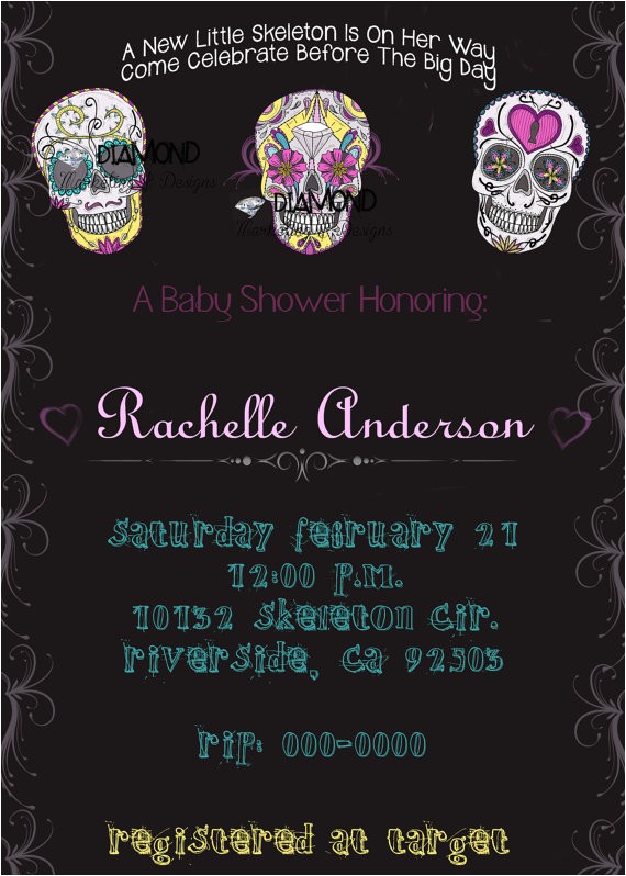 Sugar Skull Baby Shower Invitations Sugar Skull Baby Shower Invitation by Skullsanddiamonds On