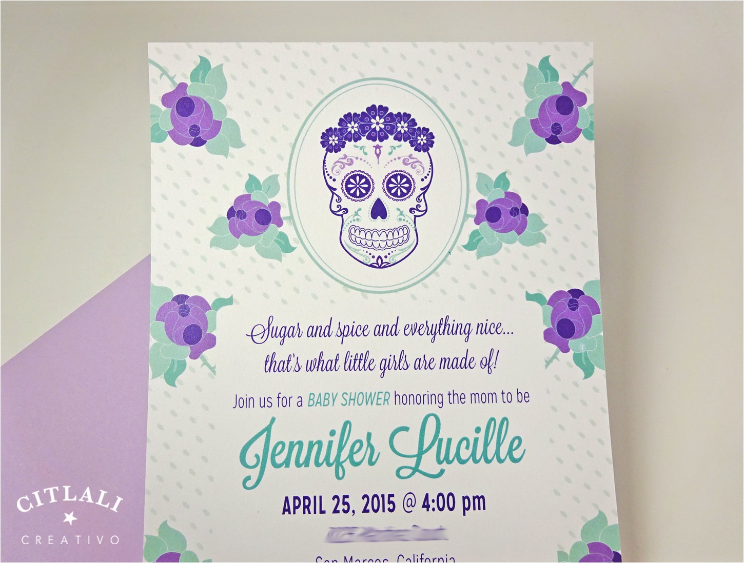 Sugar Skull Baby Shower Invitations Sugar Skull Baby Shower Invitations In Rose Floral by Citlali