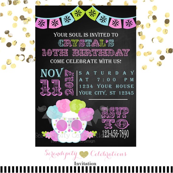 Sugar Skull Baby Shower Invitations Sugar Skull Invitation Chalkboard Invitation Printed
