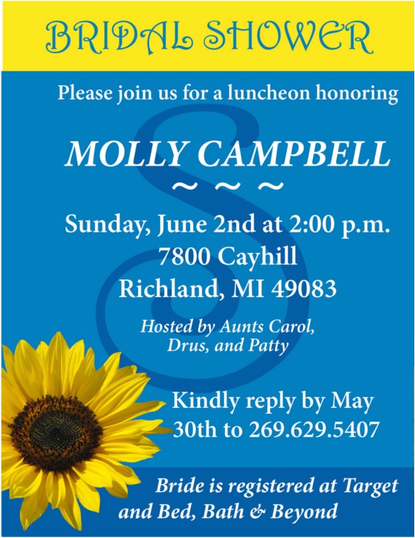 Sunflower Bridal Shower Invitation Templates 21 Sunflower Wedding Invitation Templates – Free Sample