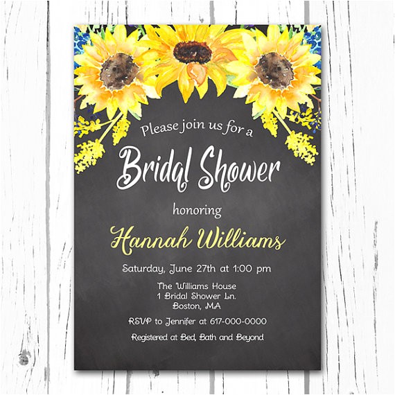 Sunflower Bridal Shower Invitation Templates Items Similar to Sunflower Bridal Shower Invitation
