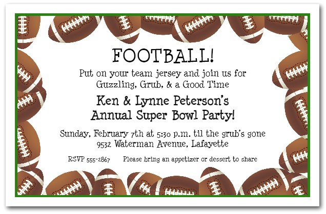 Super Bowl Party Invitation Wording Football Border Super Bowl Party Invitations