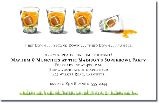 Super Bowl Party Invitation Wording Football Shot Glasses Super Bowl Party Invitations