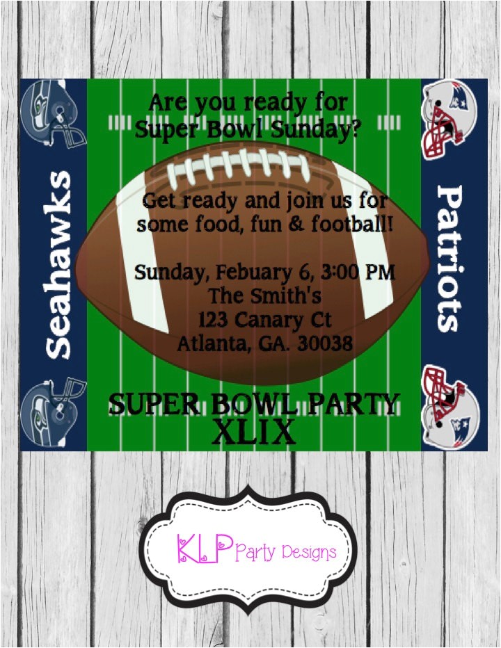 Super Bowl Party Invitation Wording Super Bowl Xlix Party Invitation by Klppartydesigns On Etsy