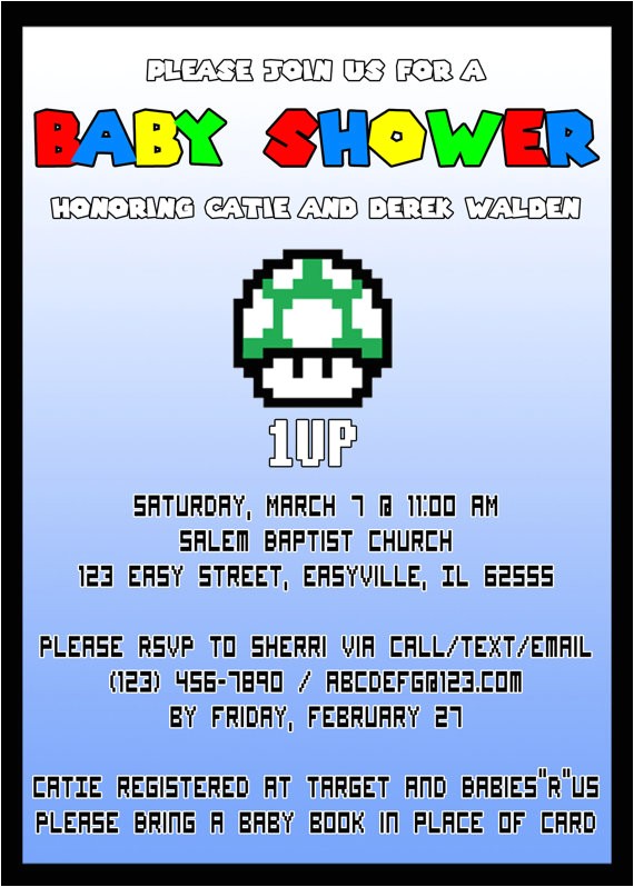 Super Mario Baby Shower Invitations Items Similar to Super Mario Baby Shower Invitation