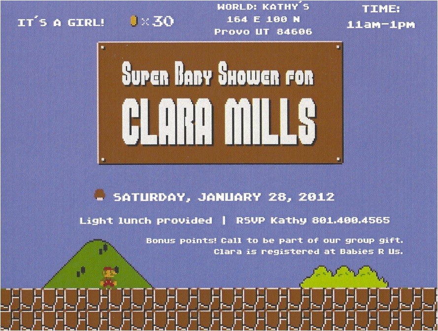 Super Mario Brothers Baby Shower Invitations Life Of Tracy Mario Brother S Baby Shower