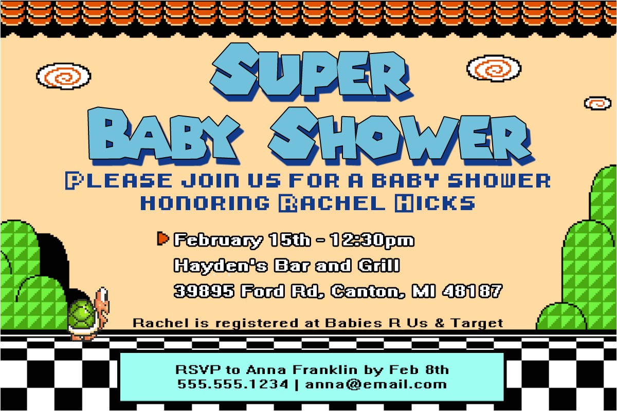 Super Mario Brothers Baby Shower Invitations Super Mario Baby Shower Invite How to