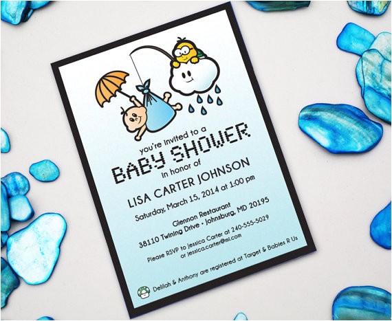Super Mario Brothers Baby Shower Invitations Super Mario Brothers Inspired Lakitu On Cloud W by
