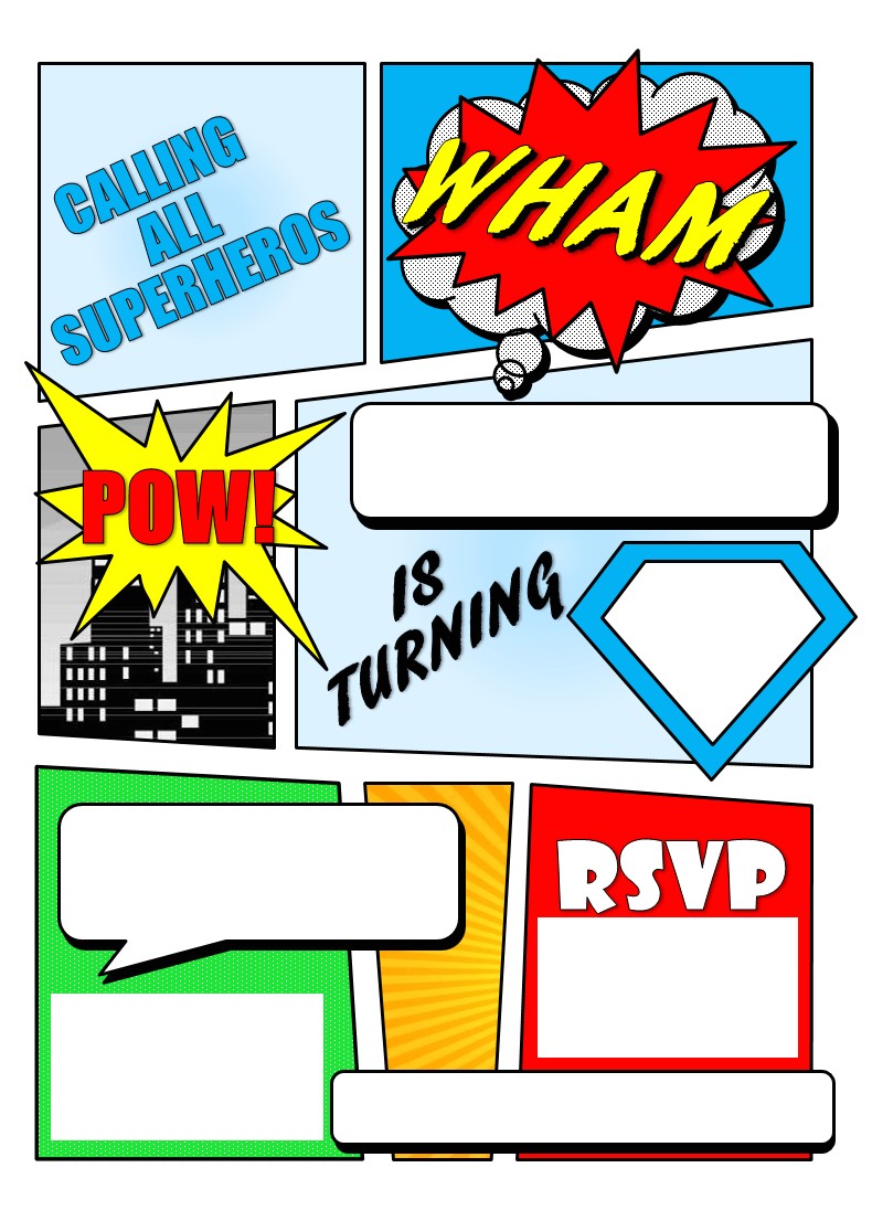 Superhero Birthday Invitations Templates Free Superhero Ic Book Party Invitation with Free Printable Superhero Birthday Invitations Templates Free Superhero Ic Book Party Invitation with Free Printable