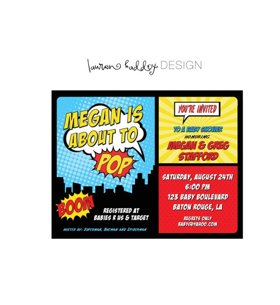 Superhero themed Baby Shower Invitations Diy Superhero Baby Shower Invitation by Lauren Haddox Superhero themed Baby Shower Invitations Diy Superhero Baby Shower Invitation by Lauren Haddox
