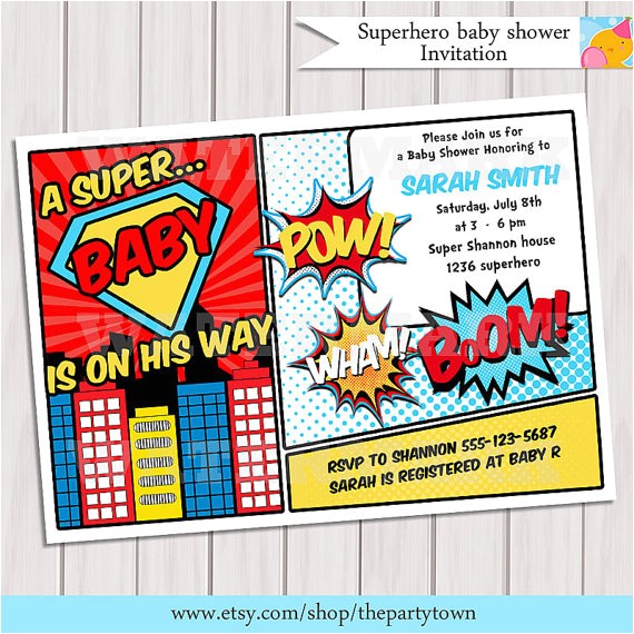 Superhero themed Baby Shower Invitations Superhero Baby Shower Invitation Printable Invite Card Superhero themed Baby Shower Invitations Superhero Baby Shower Invitation Printable Invite Card