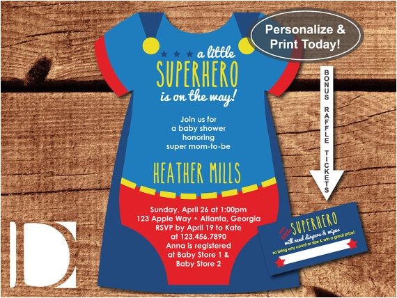 Superman Baby Shower Invitation Template Superhero Baby Shower Invitation Esie Invitation