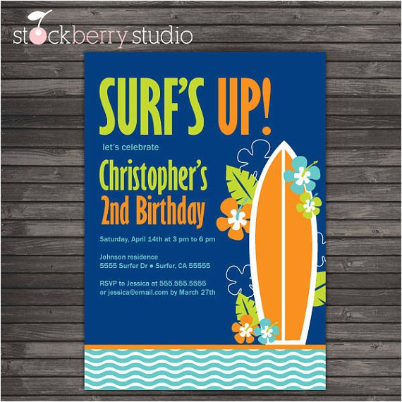 Surf Birthday Party Invitations Surf Birthday Invitation Printable Surf Birthday Party