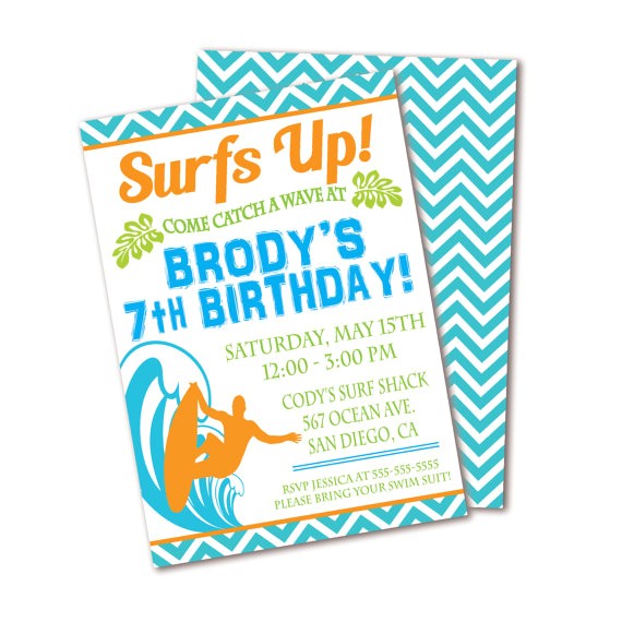 Surf S Up Birthday Party Invitations Surf Birthday Party Invitation Surf S Up Pool Party